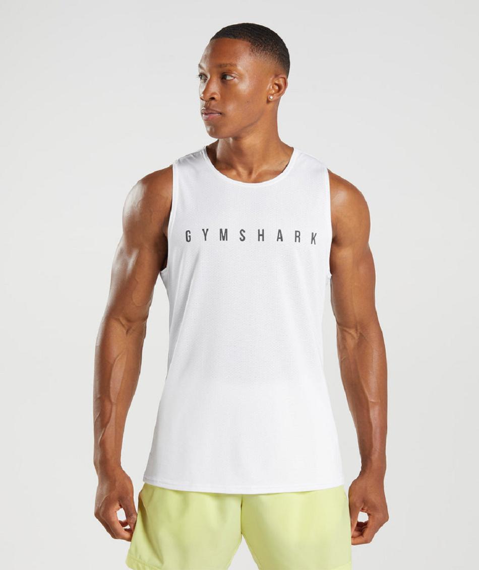 Camiseta Tirantes Gymshark Deporte Stripe Hombre Blancas | CO 3243LIS